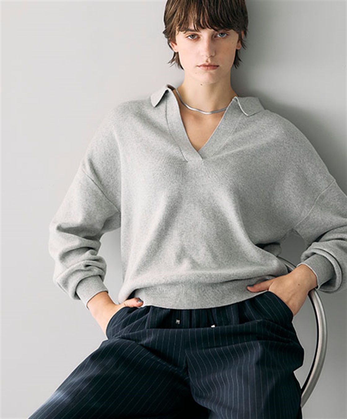 N.O.R.C コットンカシミヤスキッパーニット_sub_1