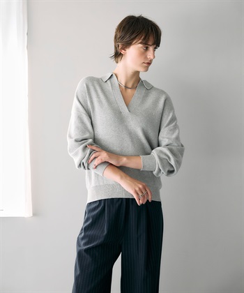 美品✨ AGNONA カシミヤ スキッパー ニット ポケット付 ドルマン グレー コットンカシミヤスキッパーニット N.O.R.C｜クロスプラス公式通販サイト