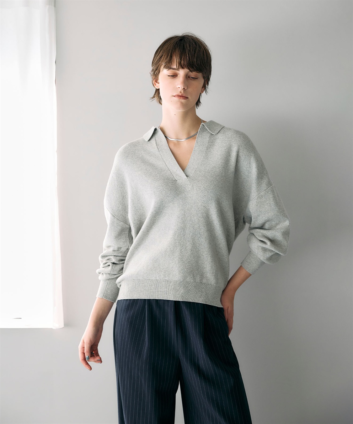 N.O.R.C コットンカシミヤスキッパーニット_sub_4