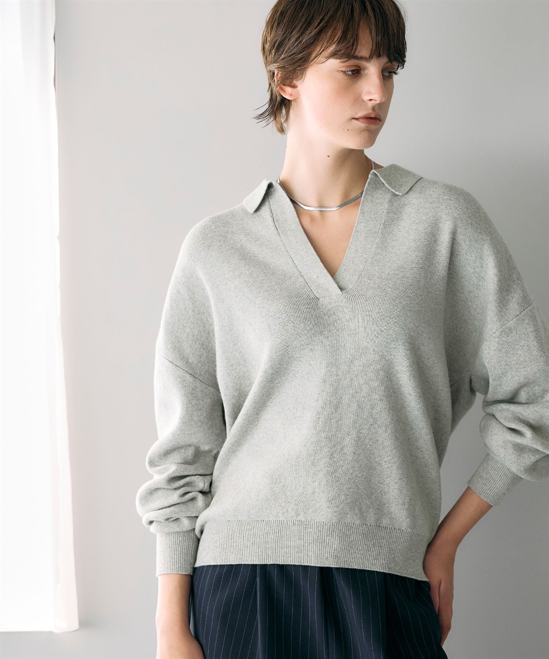 N.O.R.C コットンカシミヤスキッパーニット_sub_5