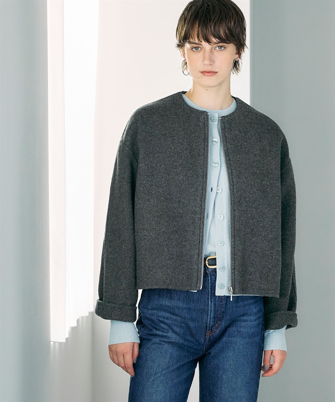 N.O.R.C ウールメルトンショートジップリバーコート_sub_2