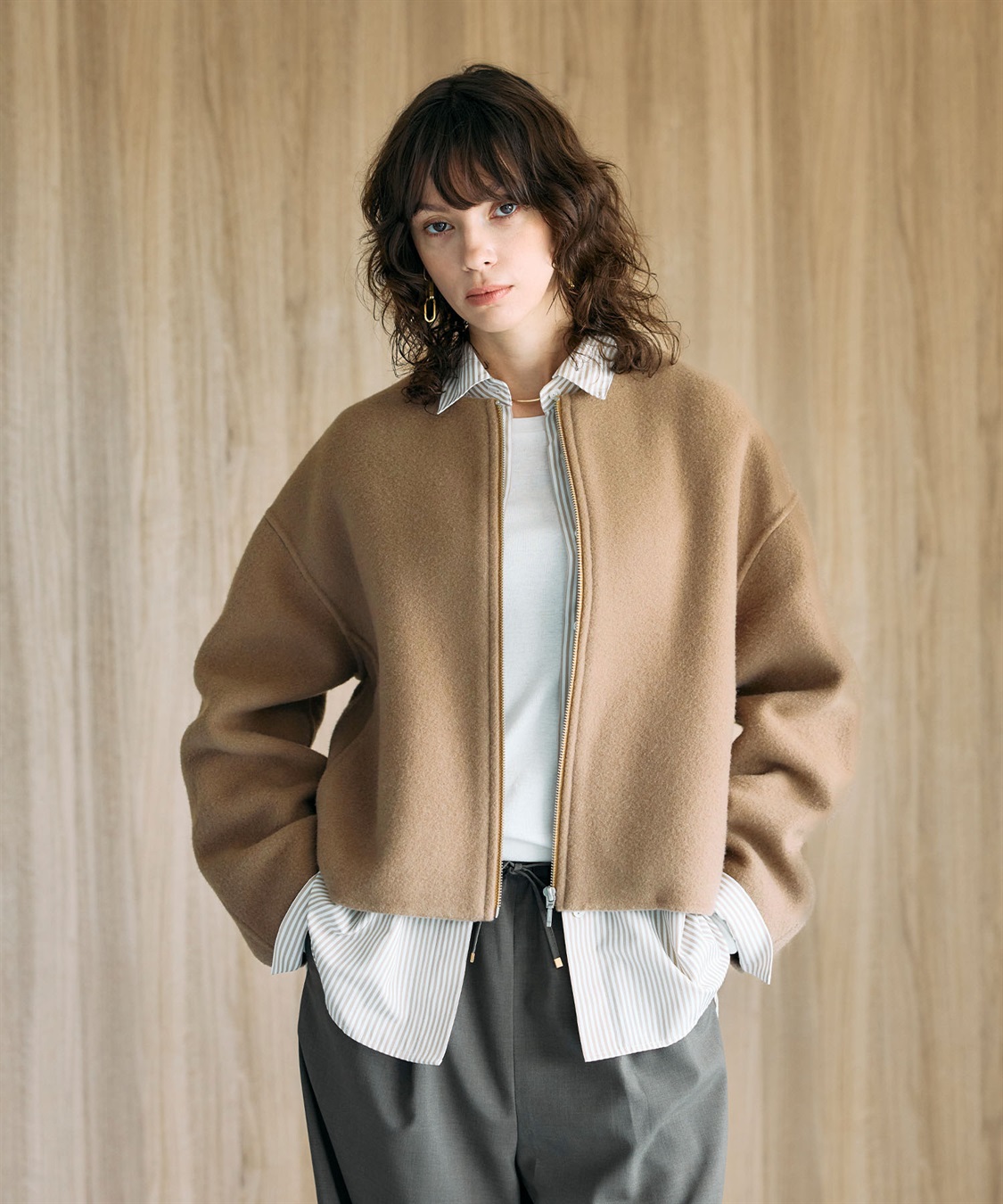 N.O.R.C ウールメルトンショートジップリバーコート_sub_7