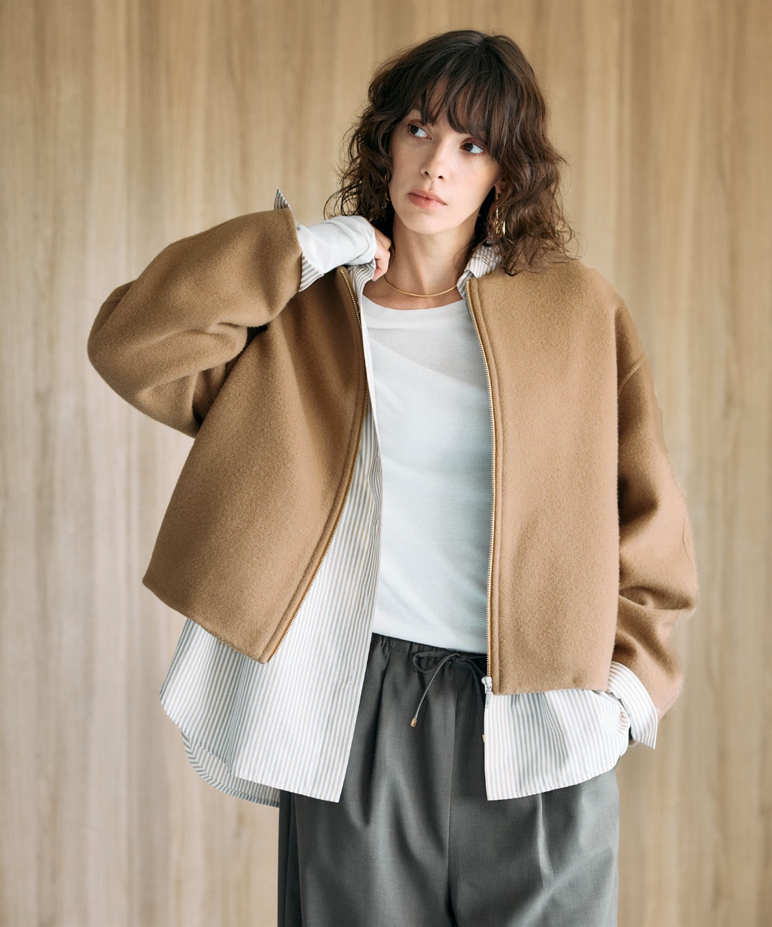 N.O.R.C ウールメルトンショートジップリバーコート_sub_10