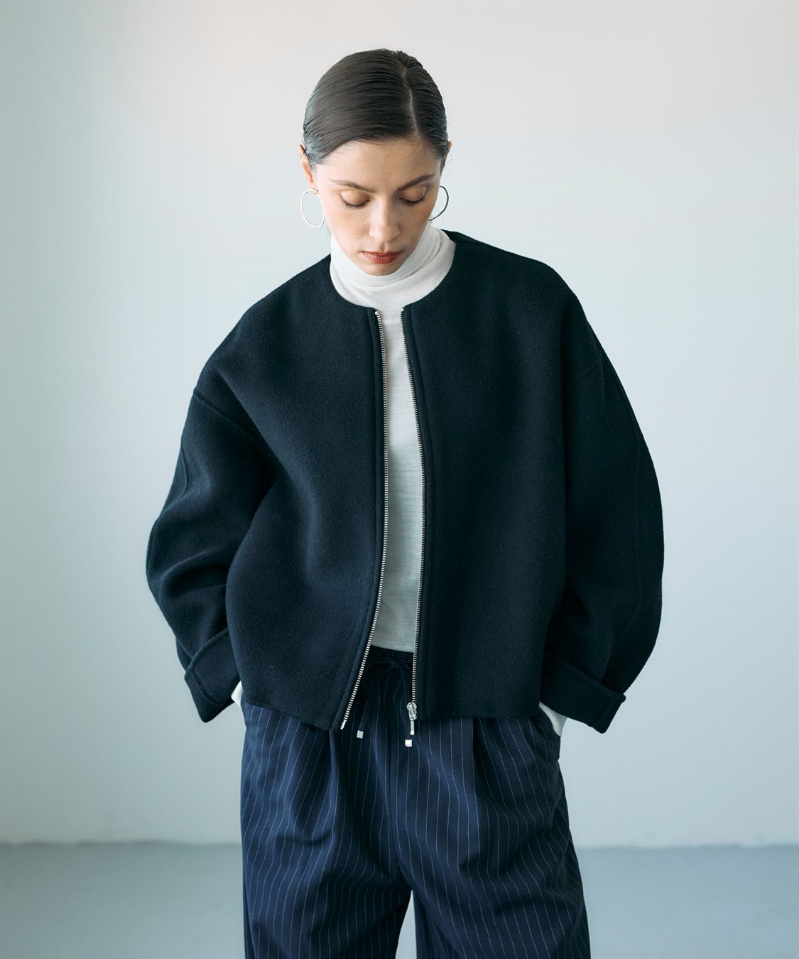 N.O.R.C ウールメルトンショートジップリバーコート_sub_11