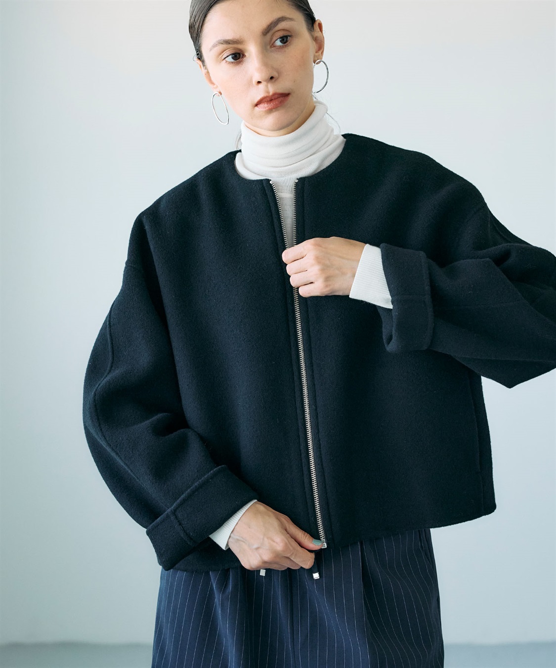 N.O.R.C ウールメルトンショートジップリバーコート_sub_12