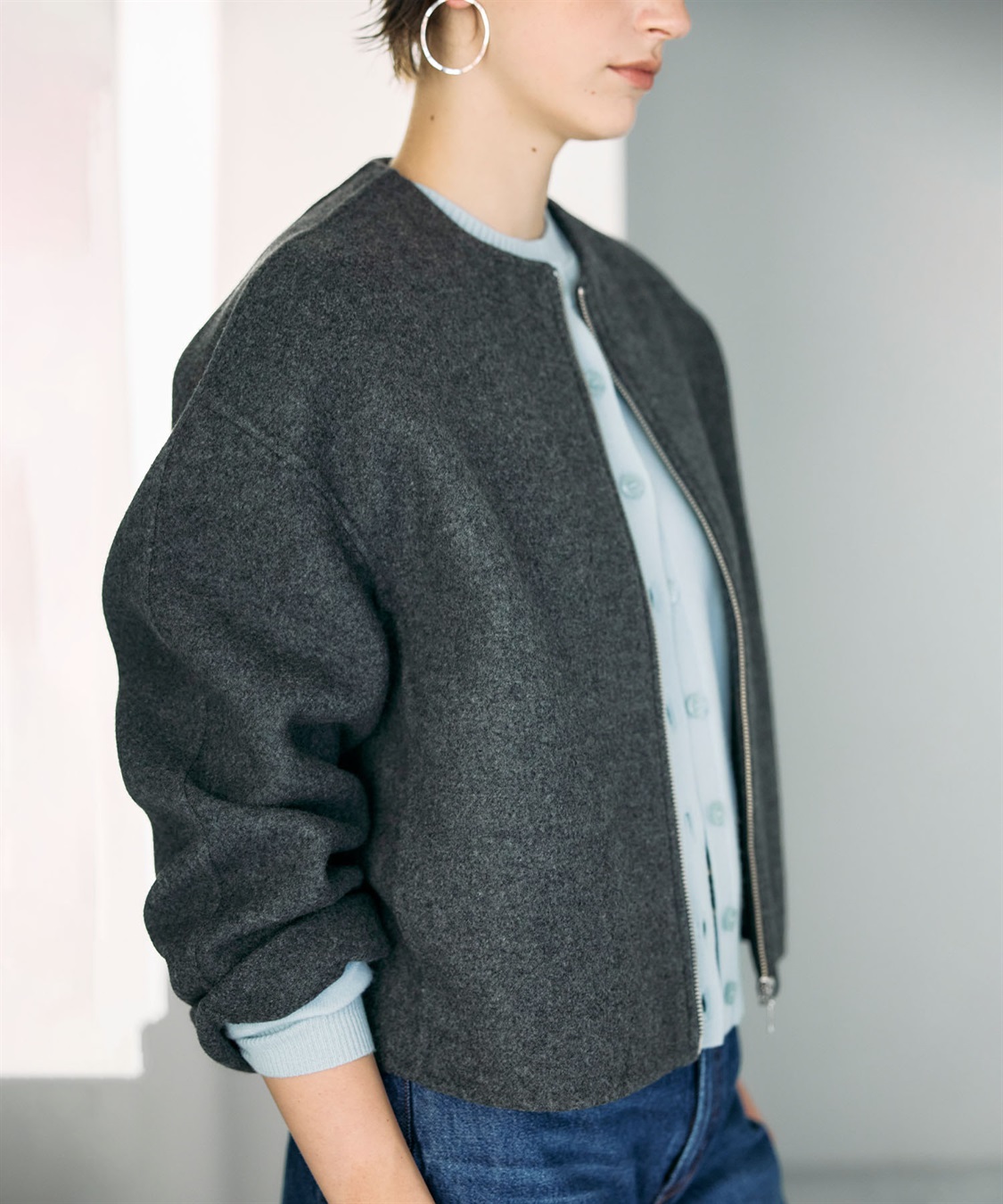 N.O.R.C ウールメルトンショートジップリバーコート_sub_17