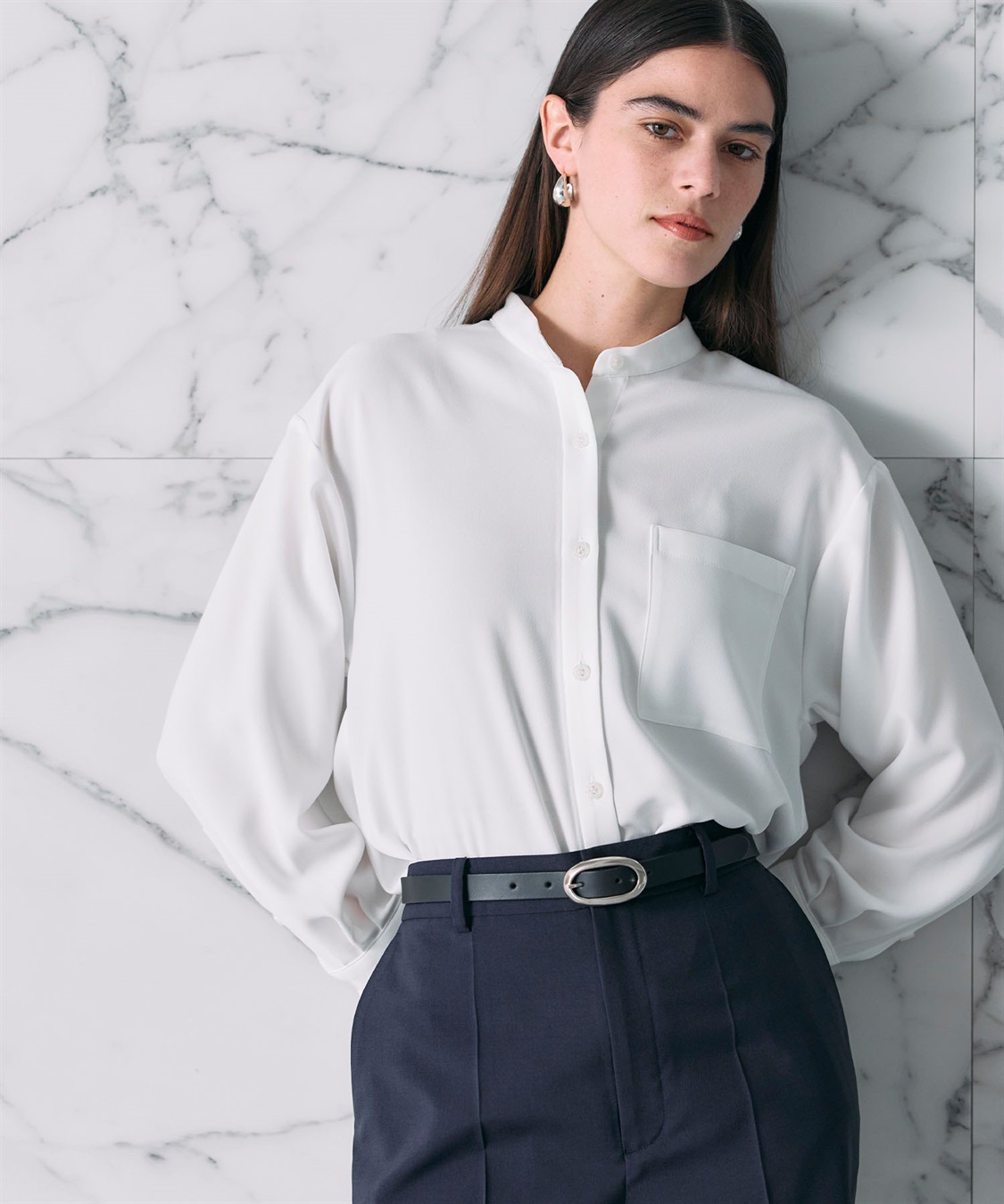 N.O.R.C バックサテンストレッチボウタイブラウス_sub_8