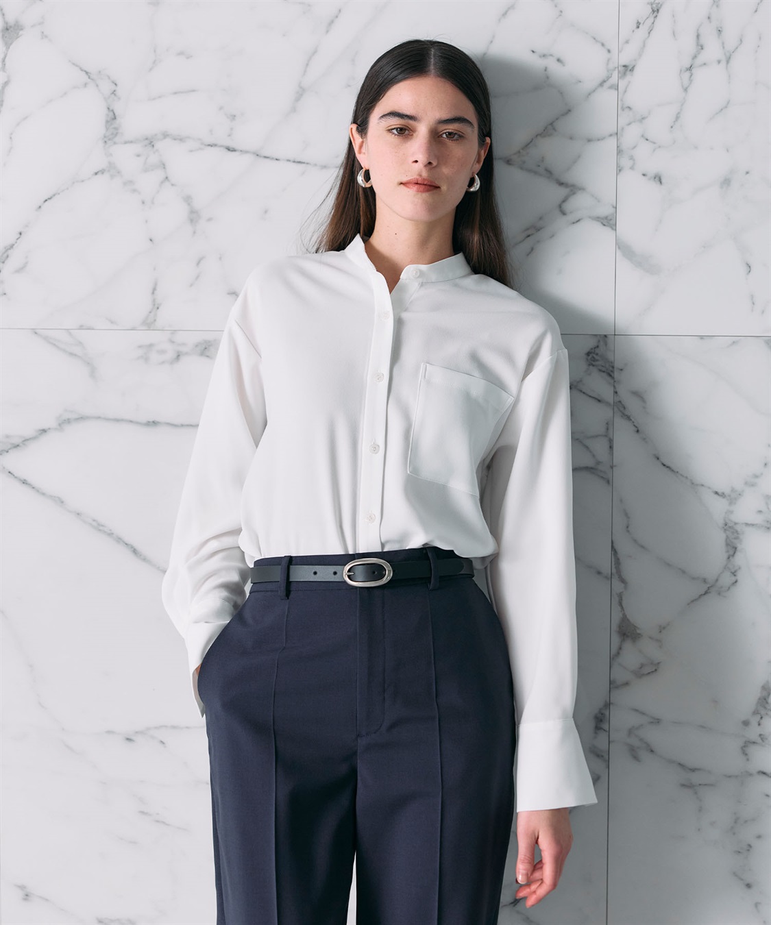 N.O.R.C バックサテンストレッチボウタイブラウス_sub_9