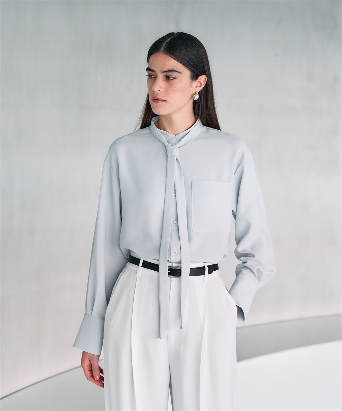 N.O.R.C バックサテンストレッチボウタイブラウス_sub_18