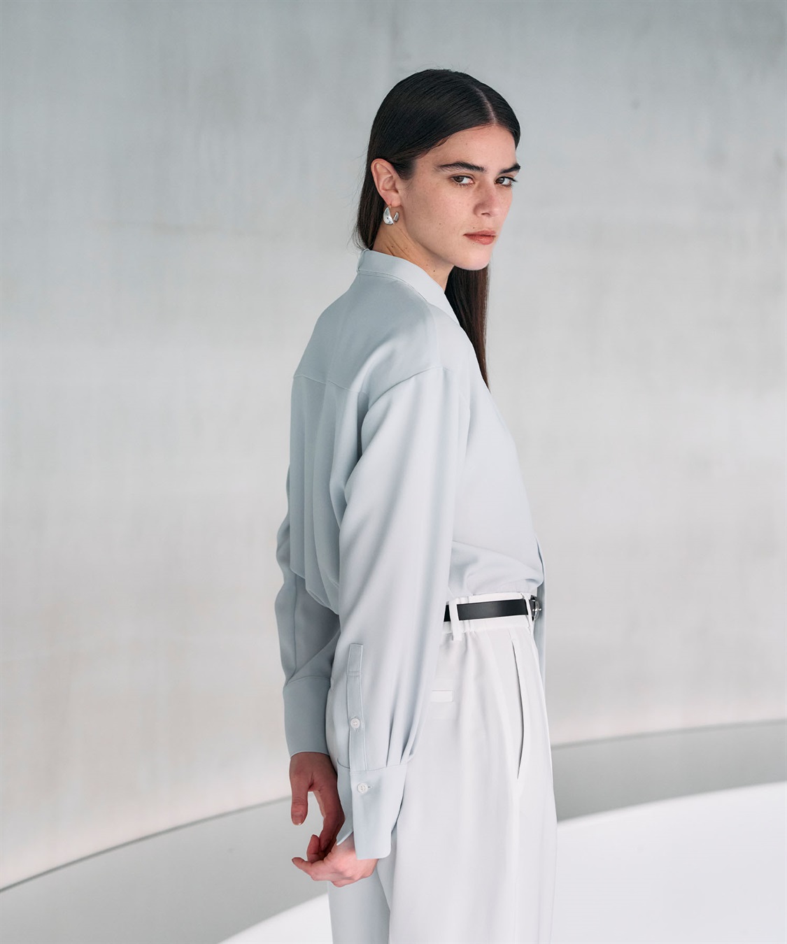 N.O.R.C バックサテンストレッチボウタイブラウス_sub_21