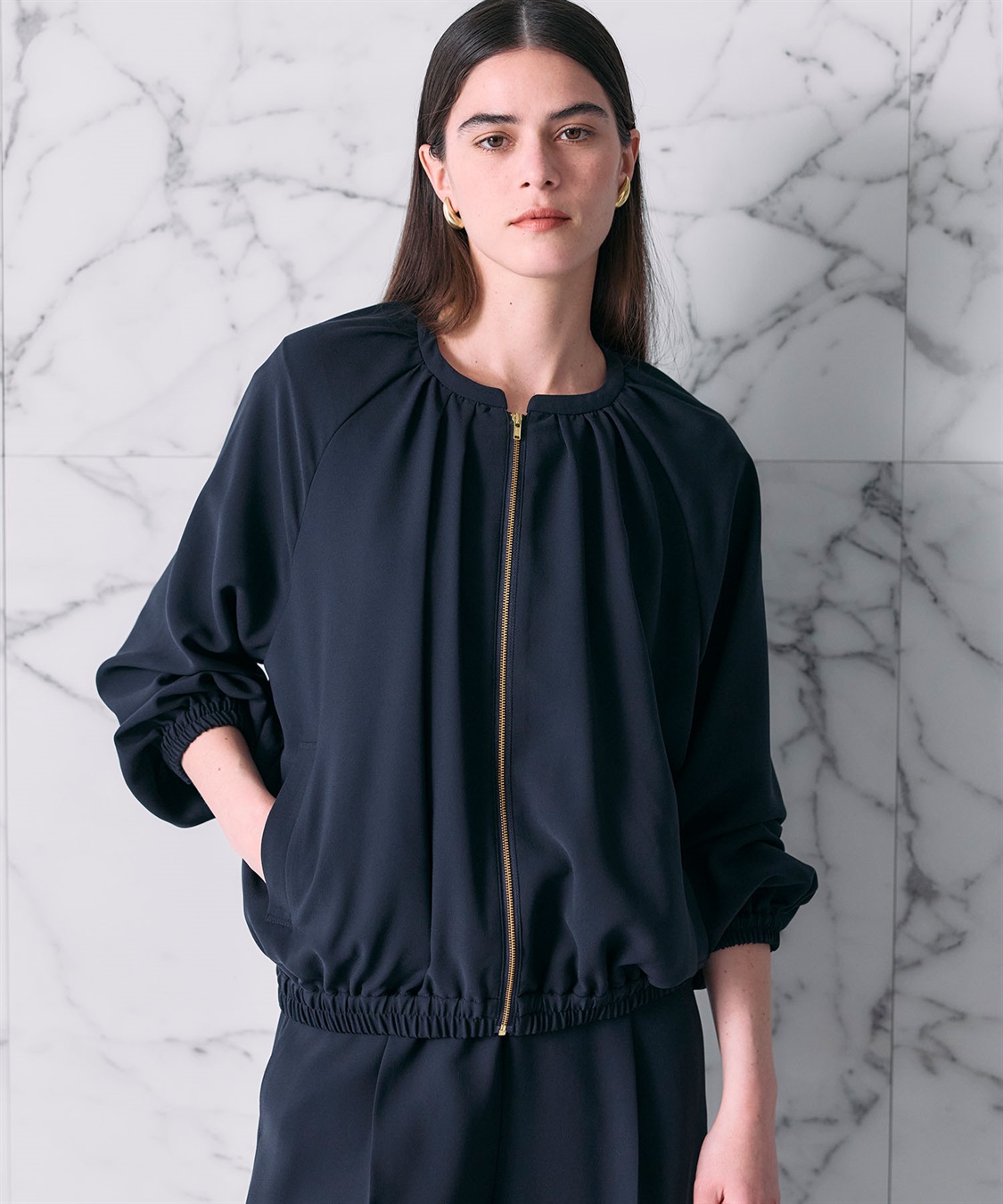 N.O.R.C バックサテンストレッチブルゾン_sub_4