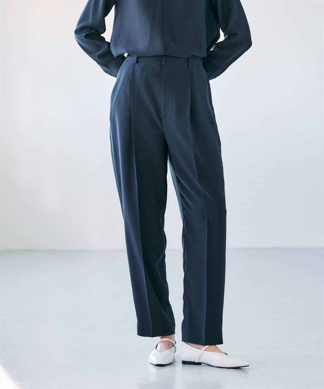 N.O.R.C バックサテンストレッチタックストレートパンツ_sub_5