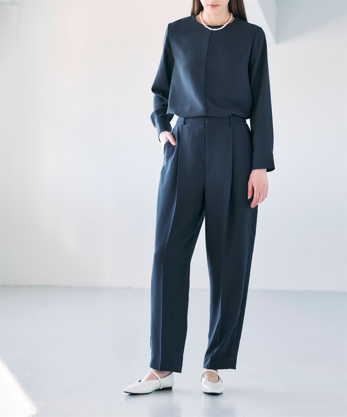 N.O.R.C バックサテンストレッチタックストレートパンツ_sub_6