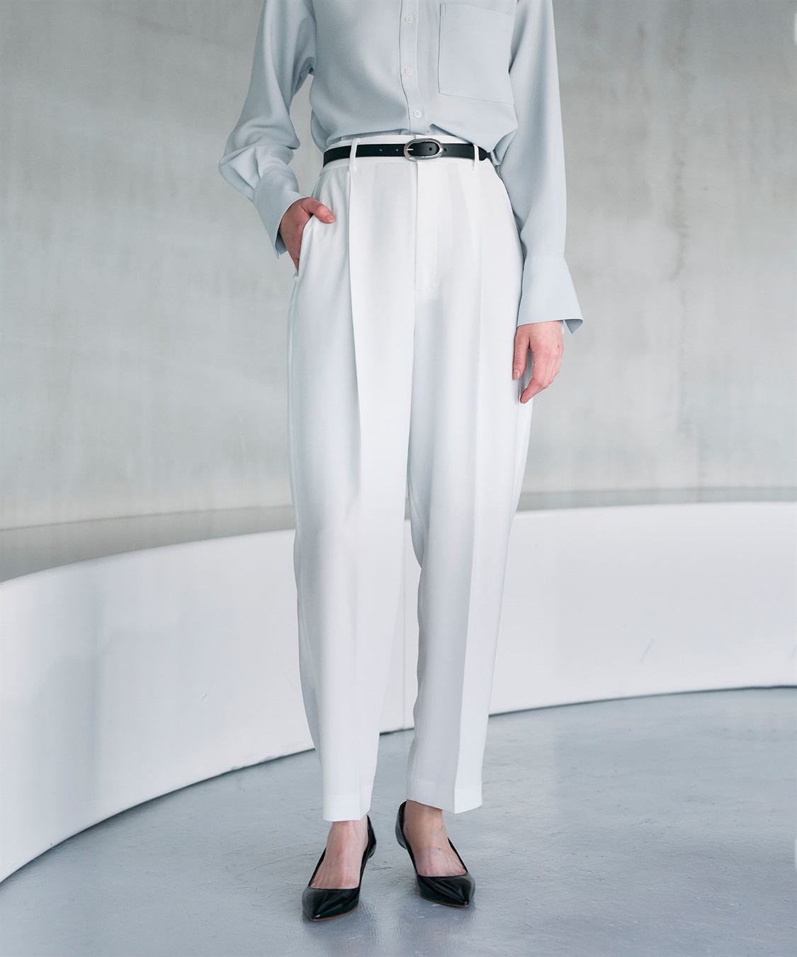 N.O.R.C バックサテンストレッチタックストレートパンツ_sub_12