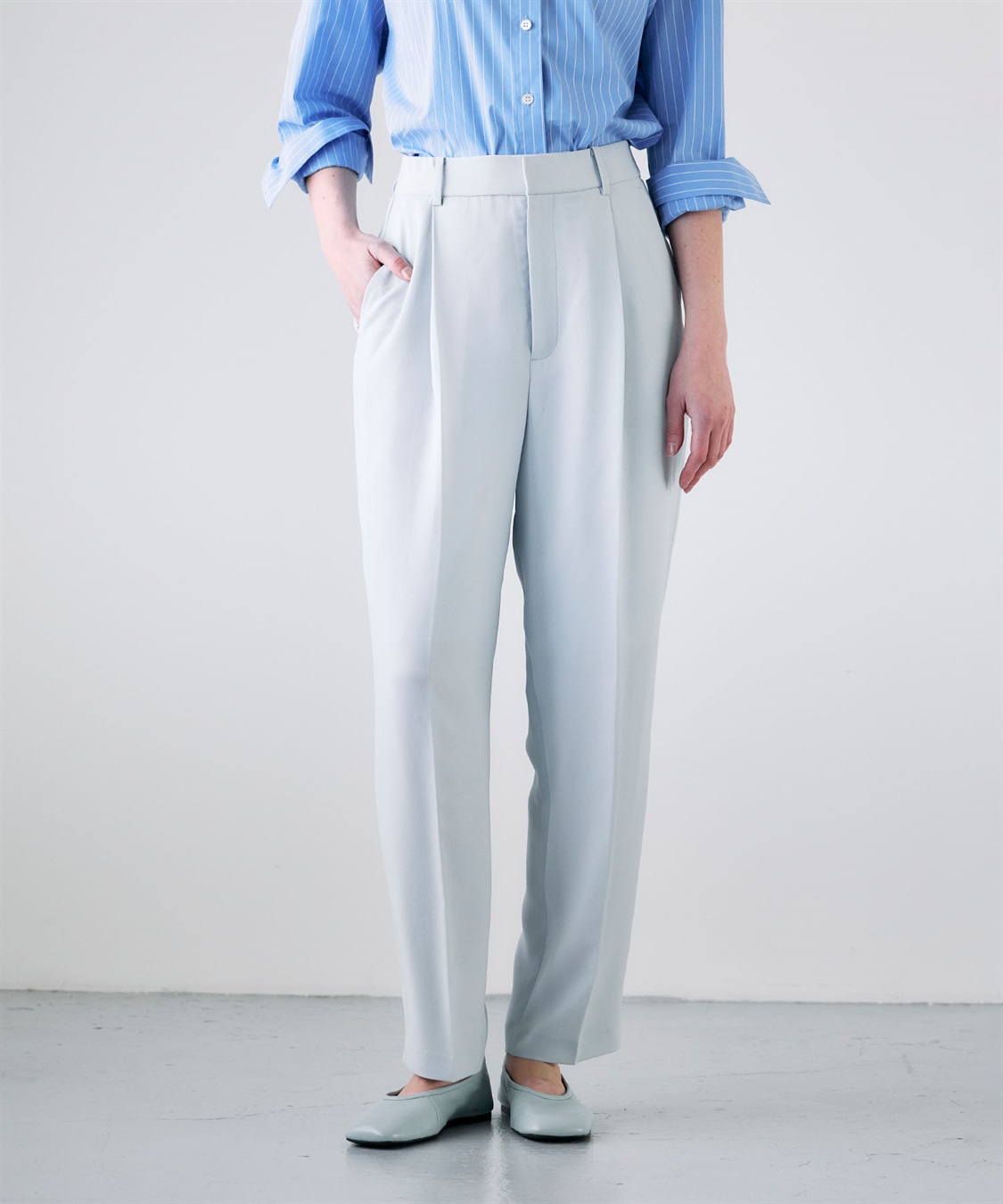 N.O.R.C バックサテンストレッチタックストレートパンツ_sub_14