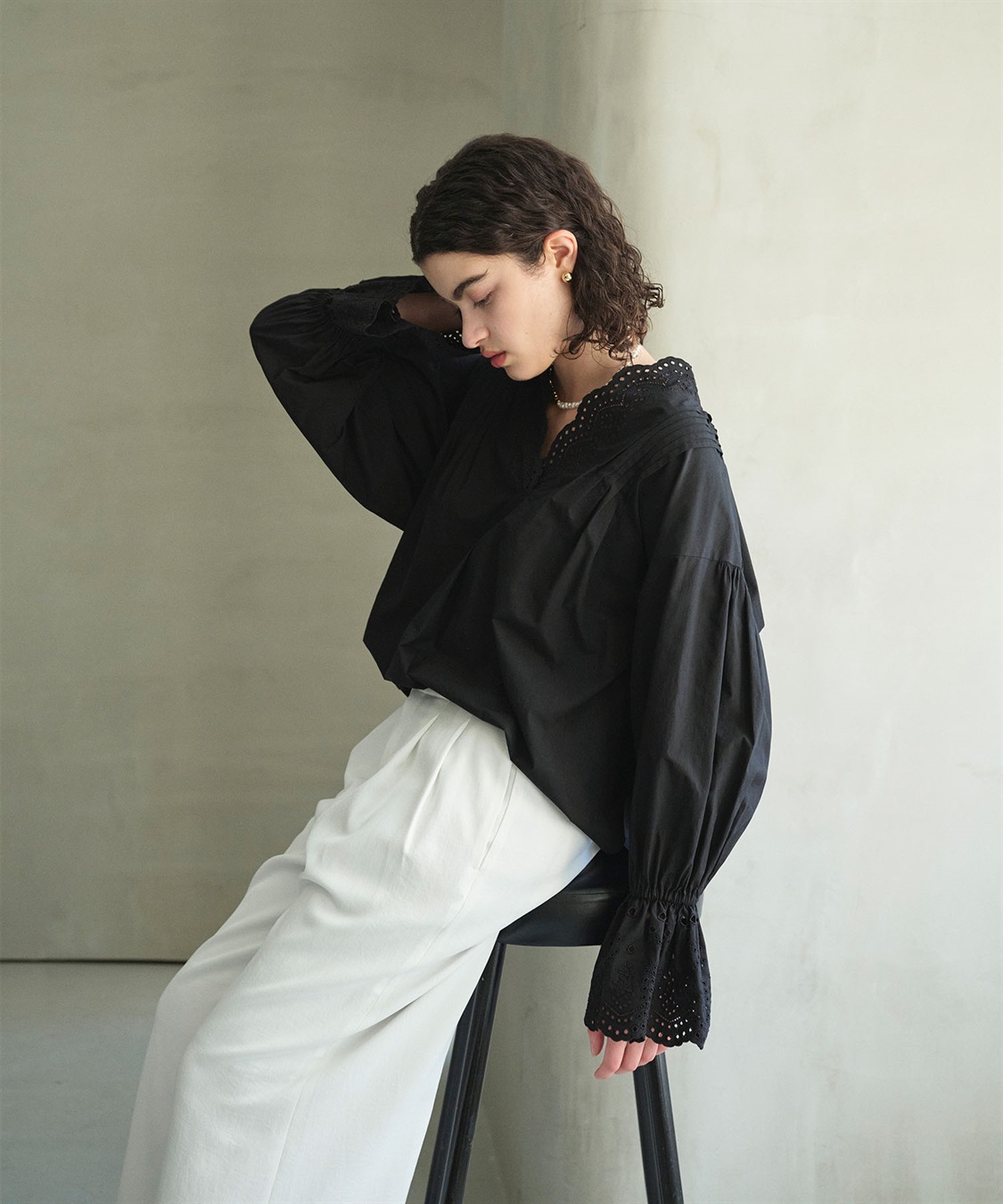 N.O.R.C カットワーク刺繍ボリュームスリーブブラウス_sub_1