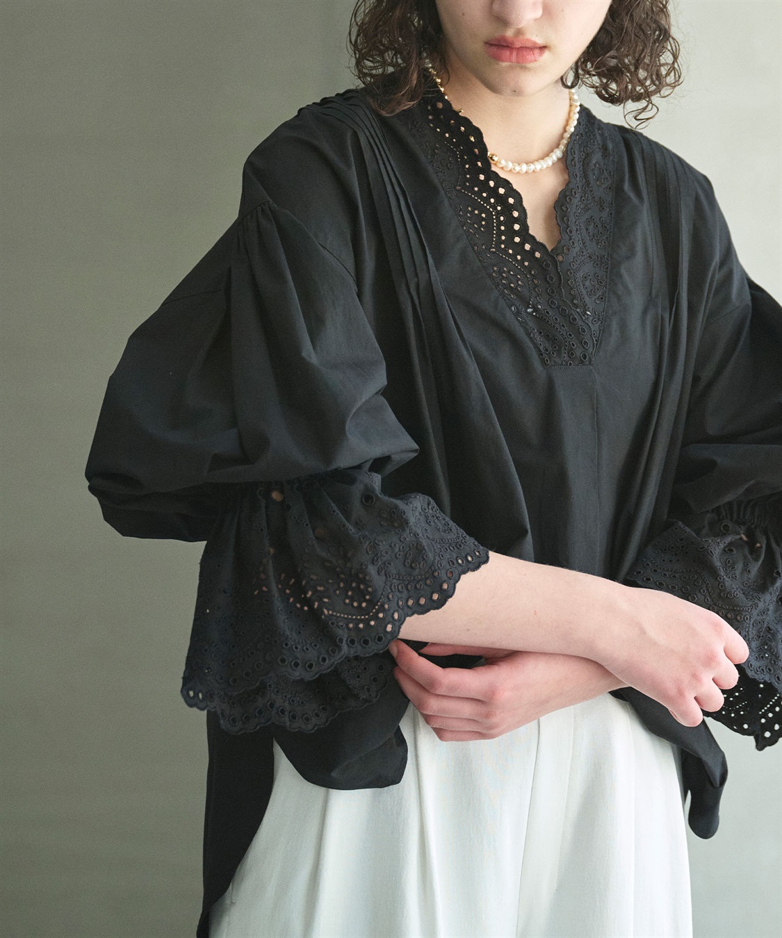 N.O.R.C カットワーク刺繍ボリュームスリーブブラウス_sub_3