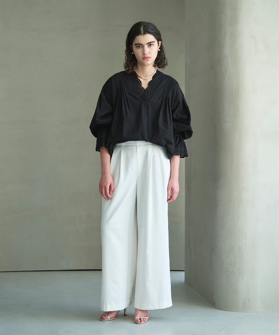 N.O.R.C カットワーク刺繍ボリュームスリーブブラウス_sub_4