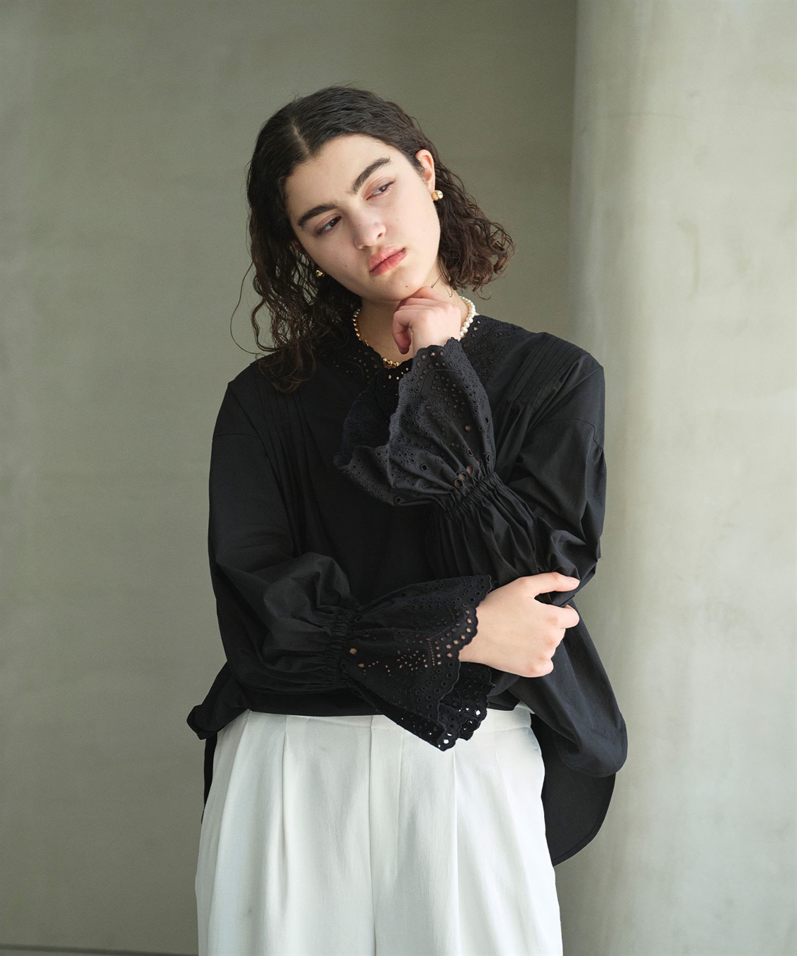 N.O.R.C カットワーク刺繍ボリュームスリーブブラウス_sub_7