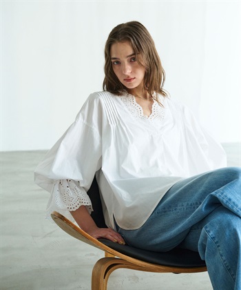 N.O.R.C カットワーク刺繍ボリュームスリーブブラウス_subthumb_8