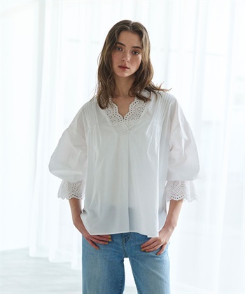 N.O.R.C カットワーク刺繍ボリュームスリーブブラウス_subthumb_9