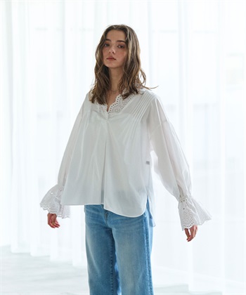 N.O.R.C カットワーク刺繍ボリュームスリーブブラウス_subthumb_14