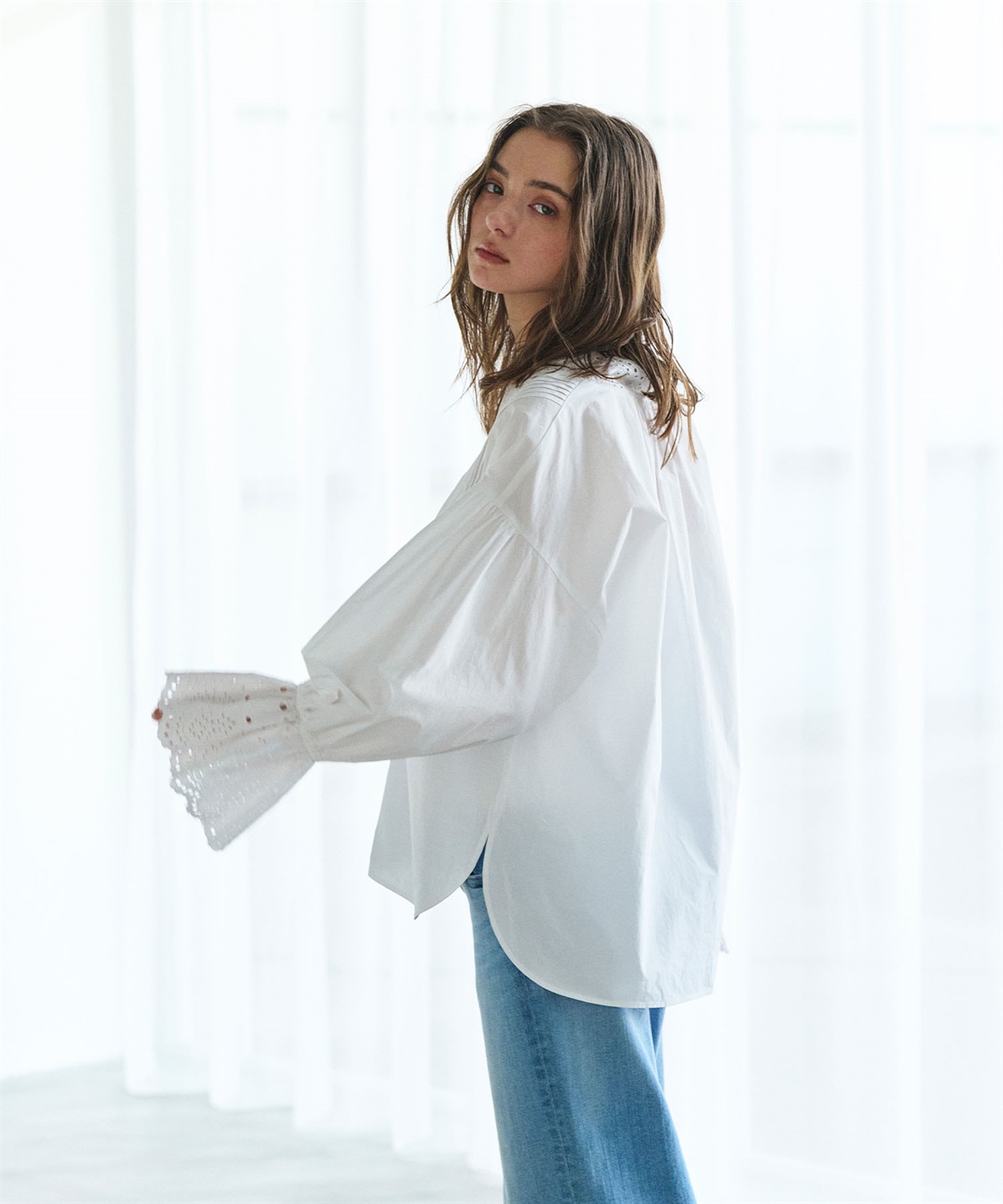N.O.R.C カットワーク刺繍ボリュームスリーブブラウス_sub_15