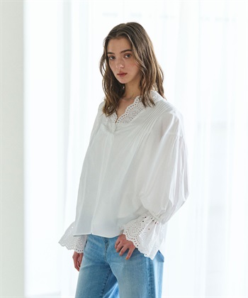 N.O.R.C カットワーク刺繍ボリュームスリーブブラウス_subthumb_17