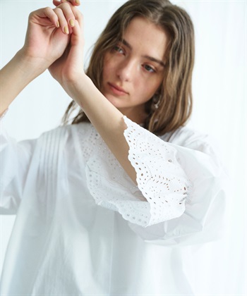 N.O.R.C カットワーク刺繍ボリュームスリーブブラウス_subthumb_20