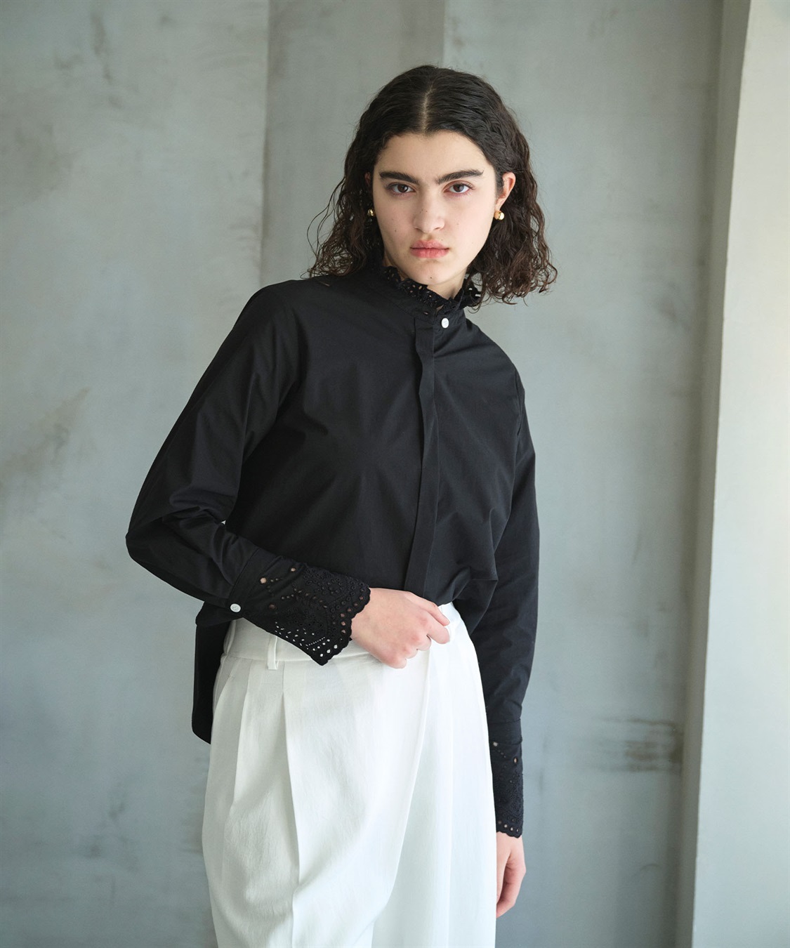 N.O.R.C カットワーク刺繍フリルシャツ_sub_3