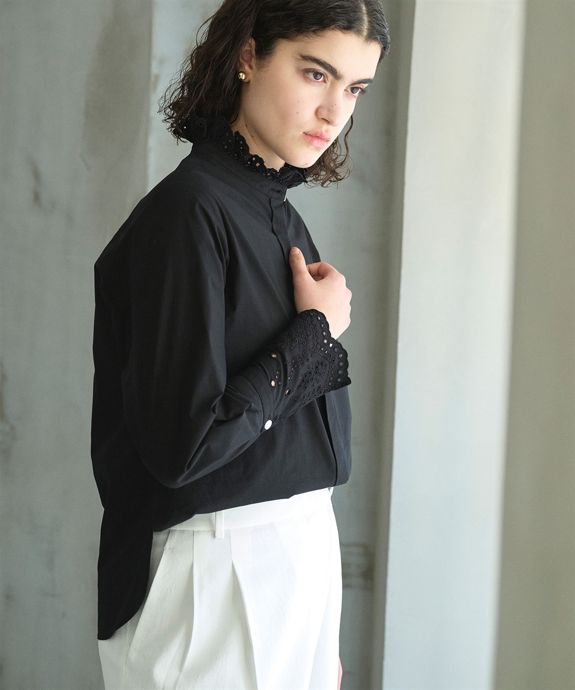 N.O.R.C カットワーク刺繍フリルシャツ_sub_8