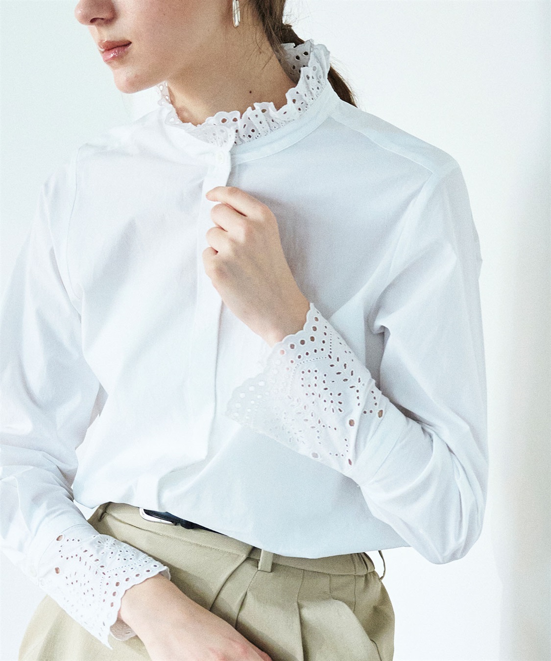 N.O.R.C カットワーク刺繍フリルシャツ_sub_9