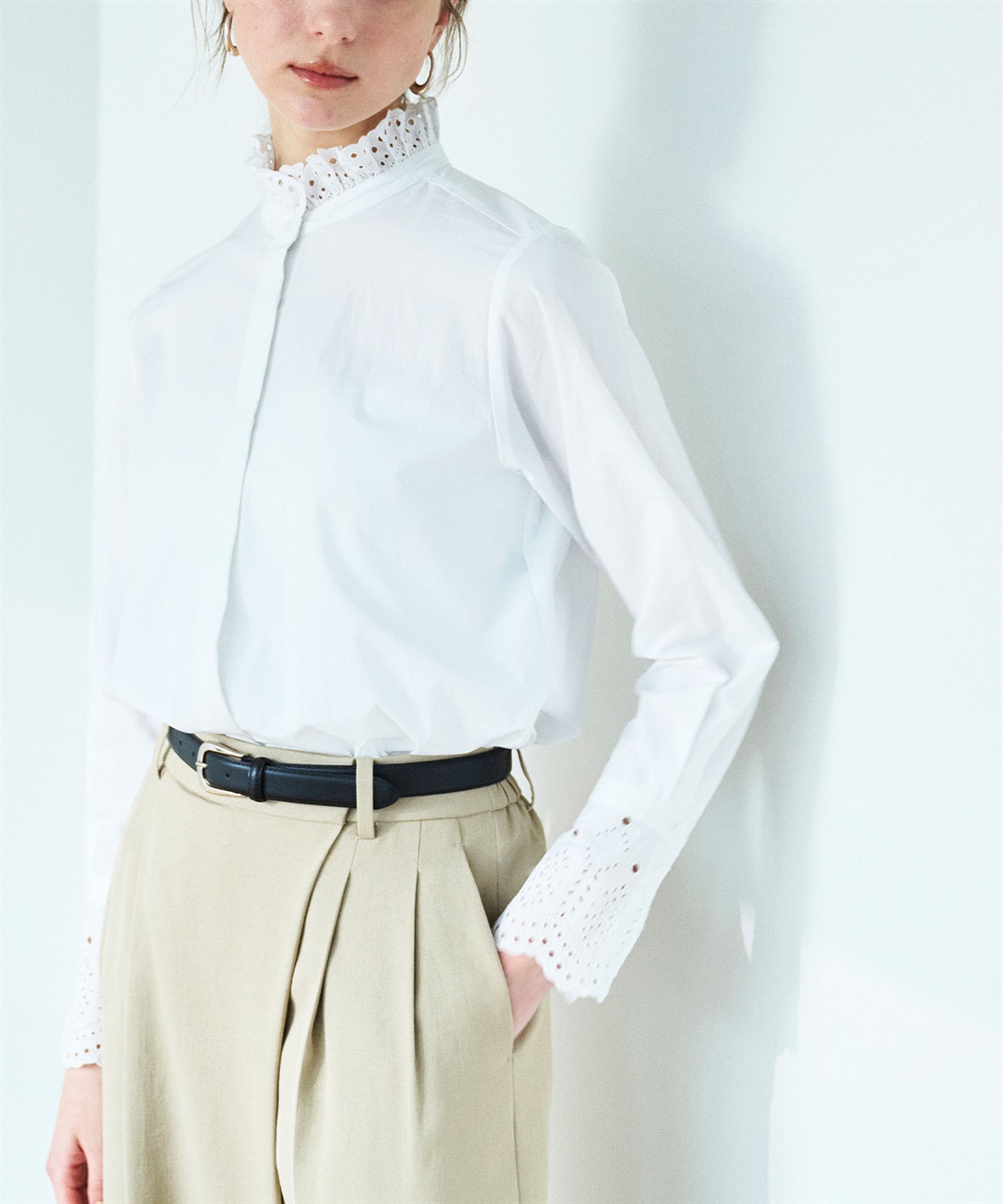N.O.R.C カットワーク刺繍フリルシャツ_sub_11
