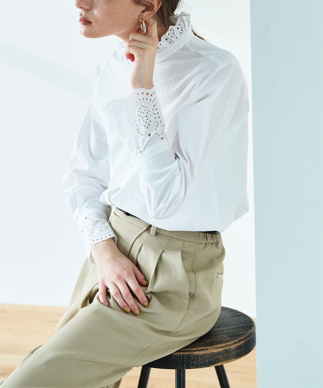 N.O.R.C カットワーク刺繍フリルシャツ_sub_12