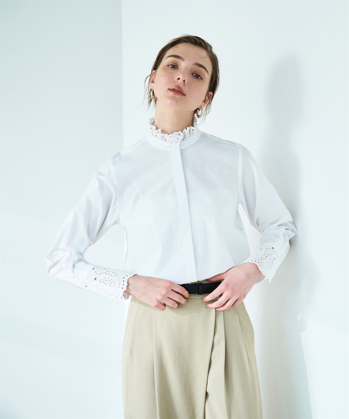 N.O.R.C カットワーク刺繍フリルシャツ_sub_14
