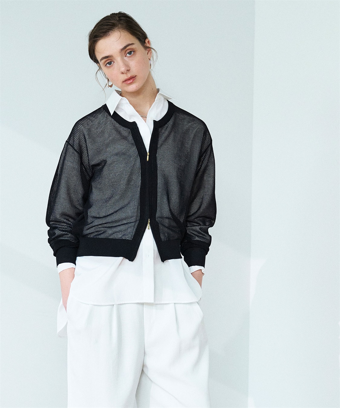 N.O.R.C メッシュニットシフォンコンビブルゾン_sub_2