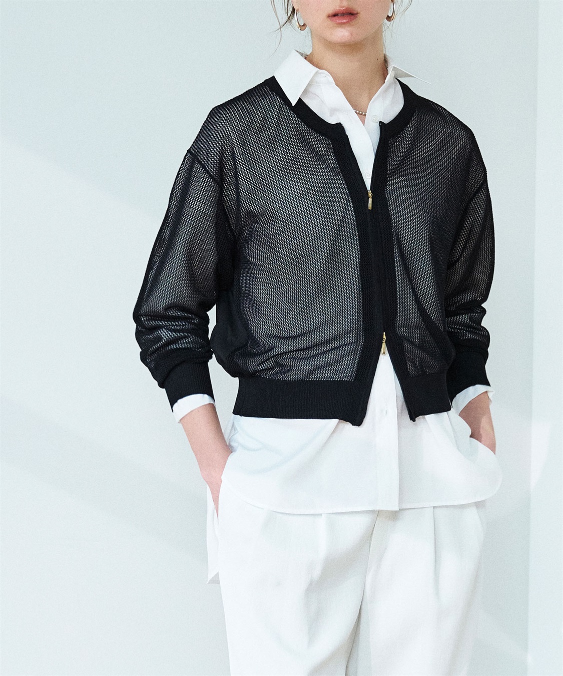 N.O.R.C メッシュニットシフォンコンビブルゾン_sub_4