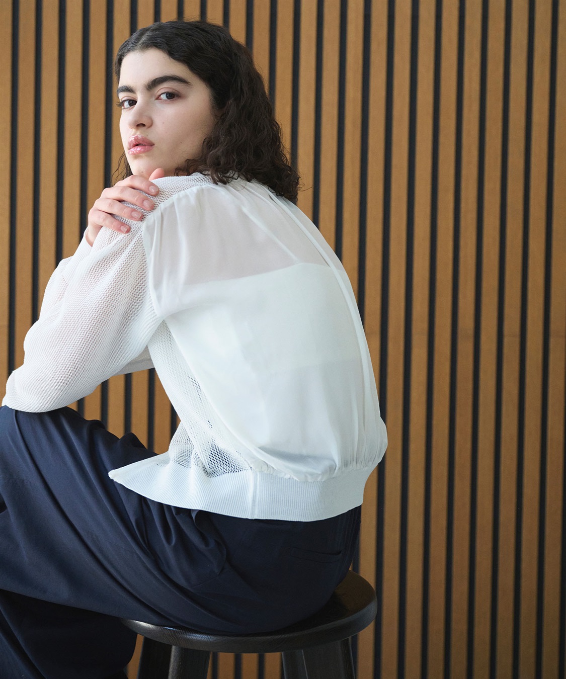 N.O.R.C メッシュニットシフォンコンビブルゾン_sub_12