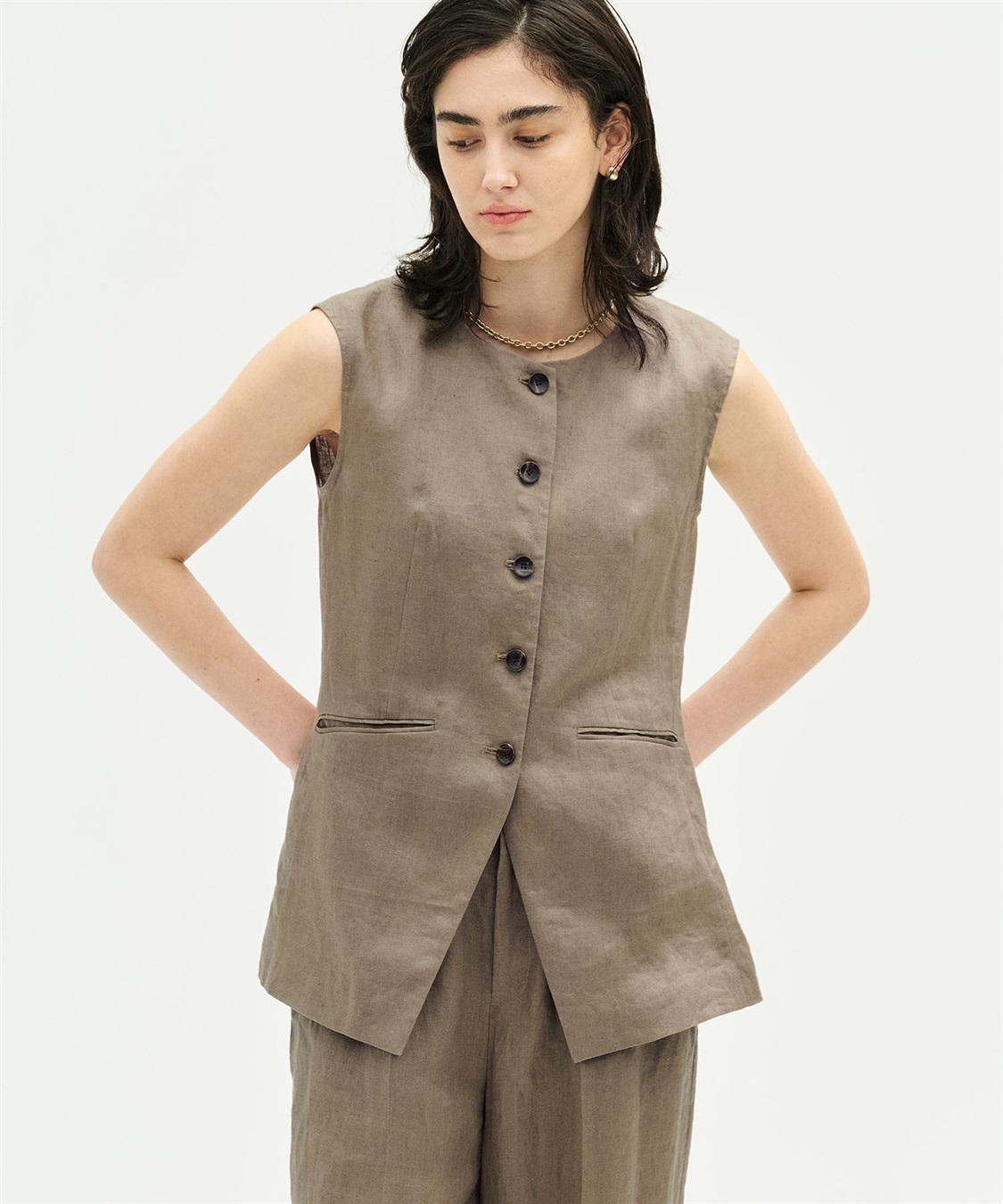 N.O.R.C 【フレンチリネン】フォルムベスト_sub_2