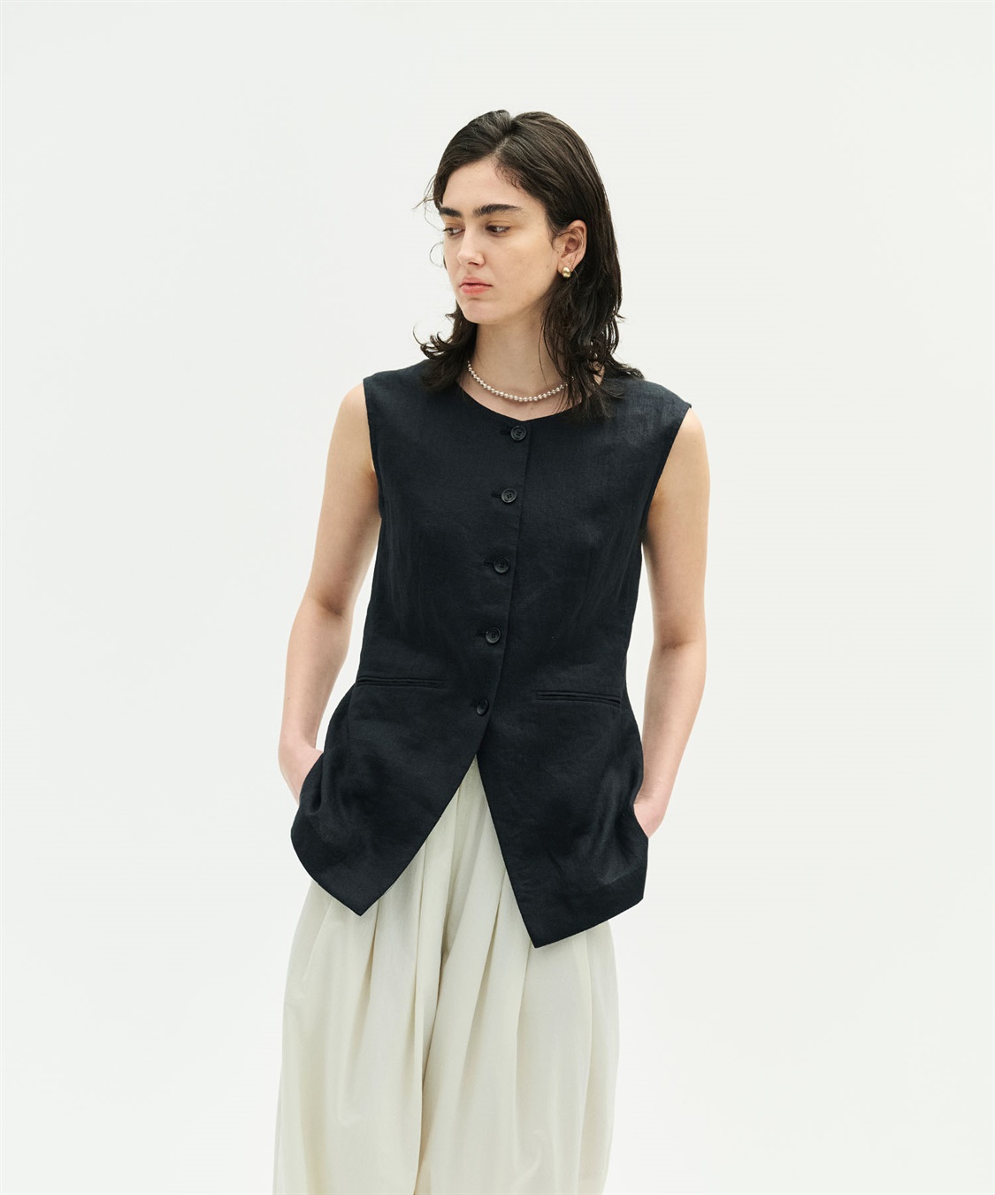 N.O.R.C 【フレンチリネン】フォルムベスト_sub_3