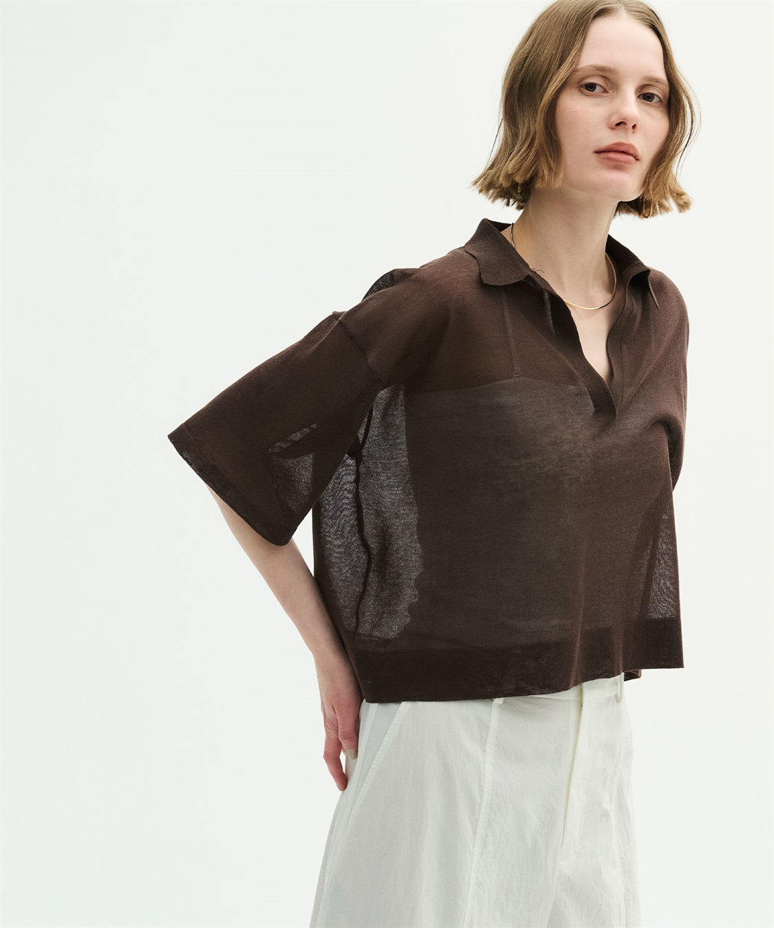 N.O.R.C 【SARACO】スキッパーハーフスリーブニット_sub_14