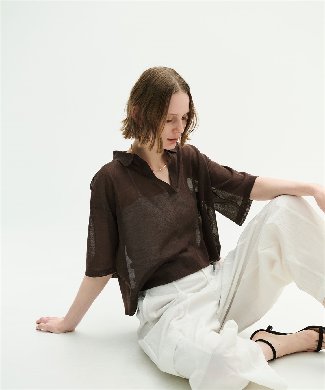 N.O.R.C 【SARACO】スキッパーハーフスリーブニット_sub_16