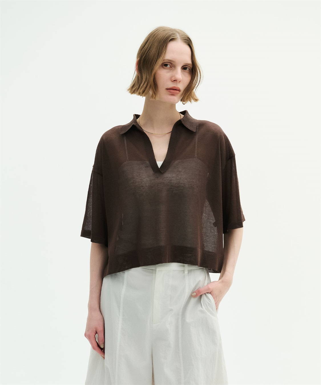 N.O.R.C 【SARACO】スキッパーハーフスリーブニット_sub_17