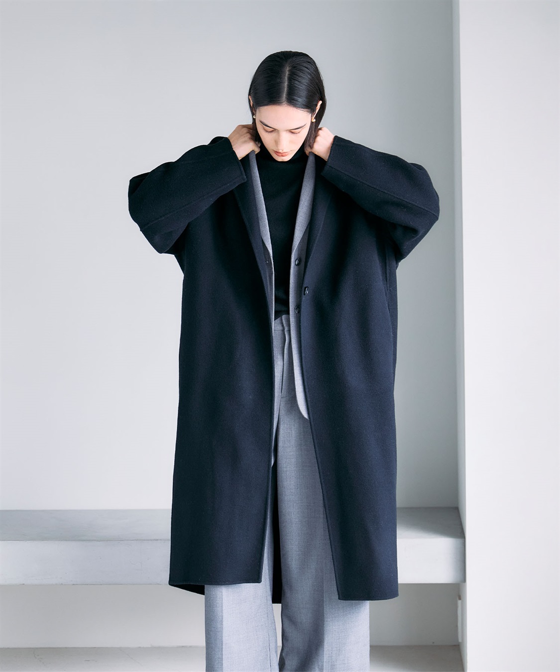 N.O.R.C 【PRE ORDER 10%OFF 9/20まで】ウールメルトンコクーンロングリバーコート_sub_6
