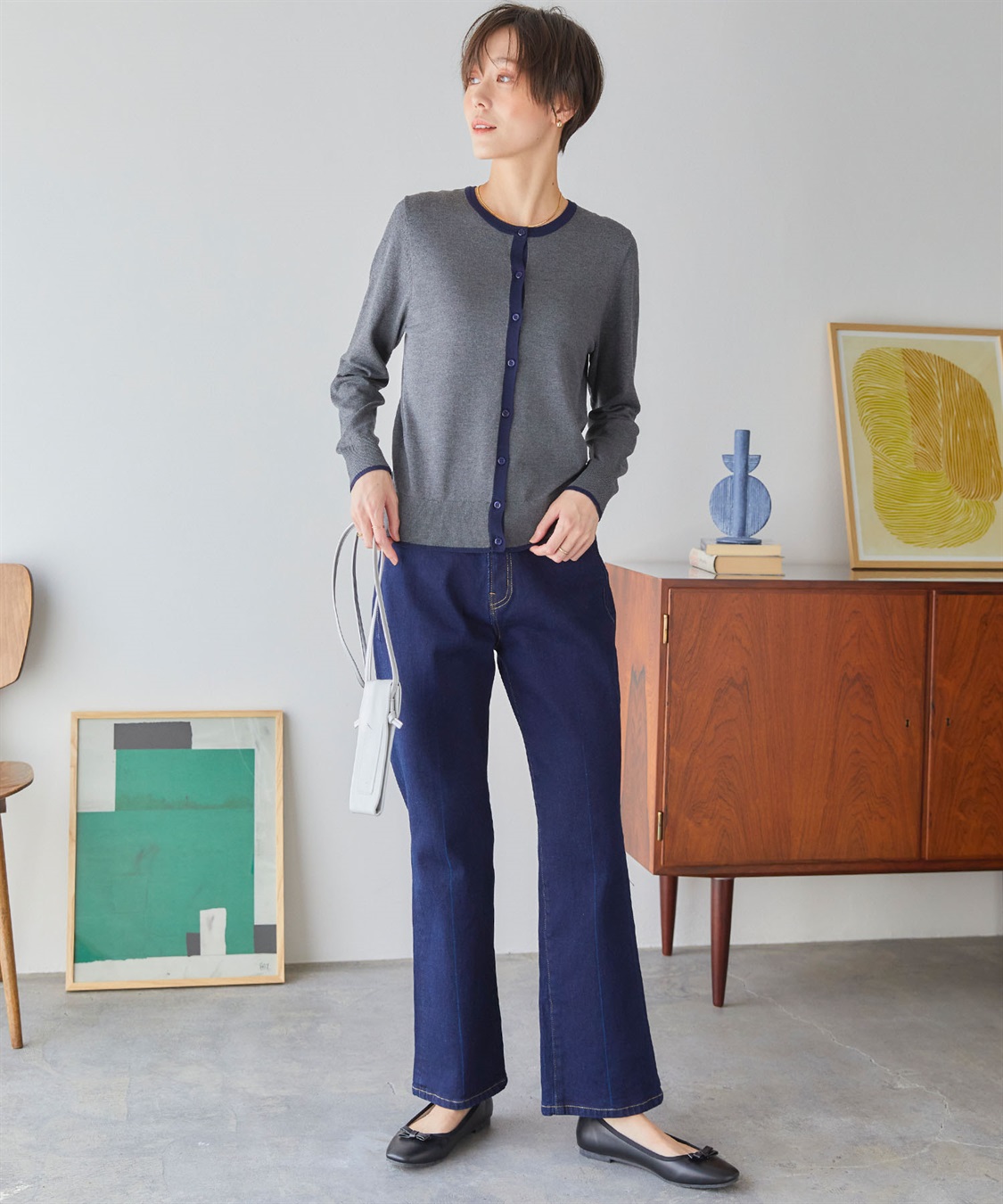 CROSS FUNCTION 【メディア掲載】おうちで洗える　バイカラークルーネックカーディガン【CF/クロスファンクション】_sub_12