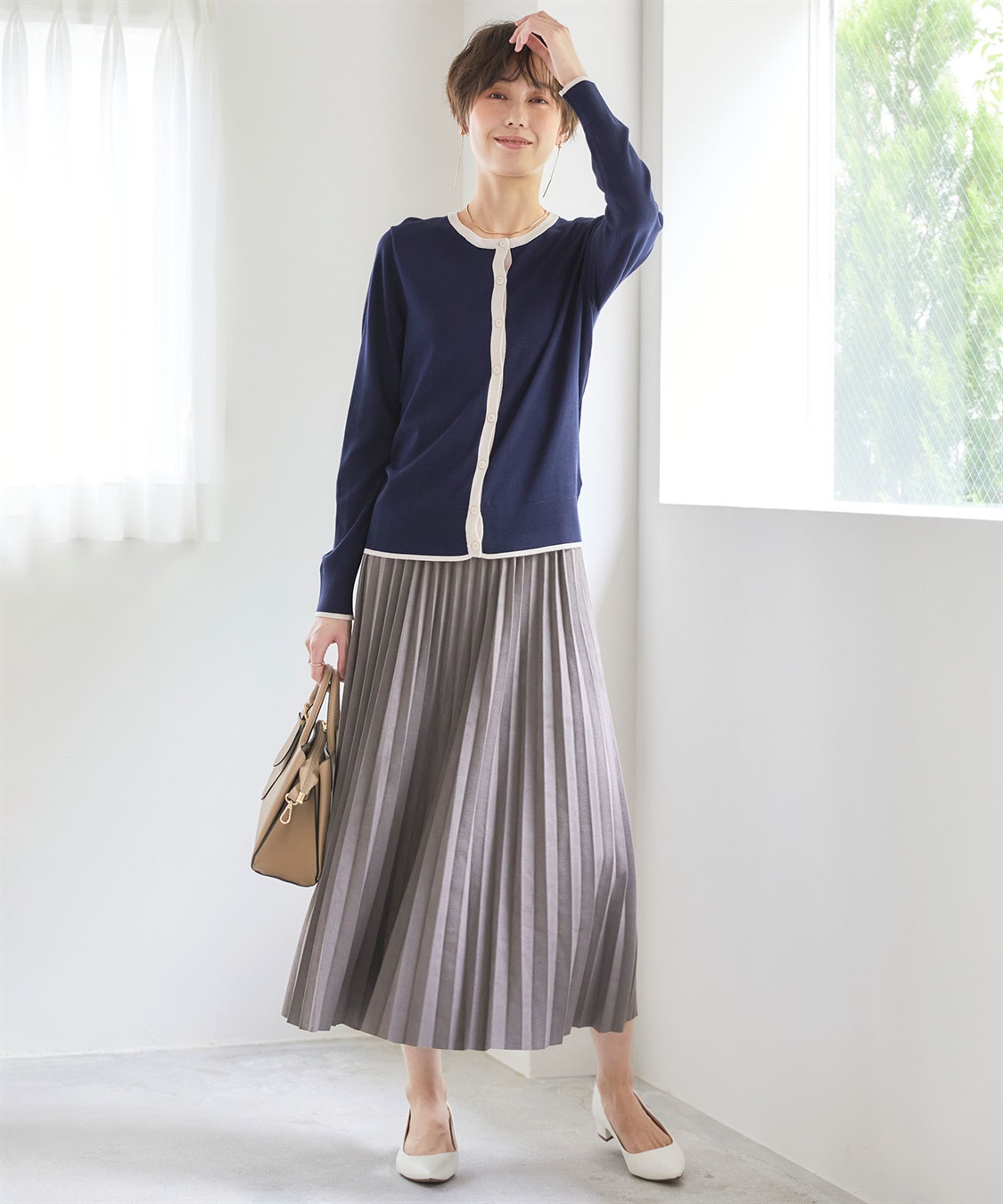 CROSS FUNCTION 【メディア掲載】おうちで洗える　バイカラークルーネックカーディガン【CF/クロスファンクション】_sub_16