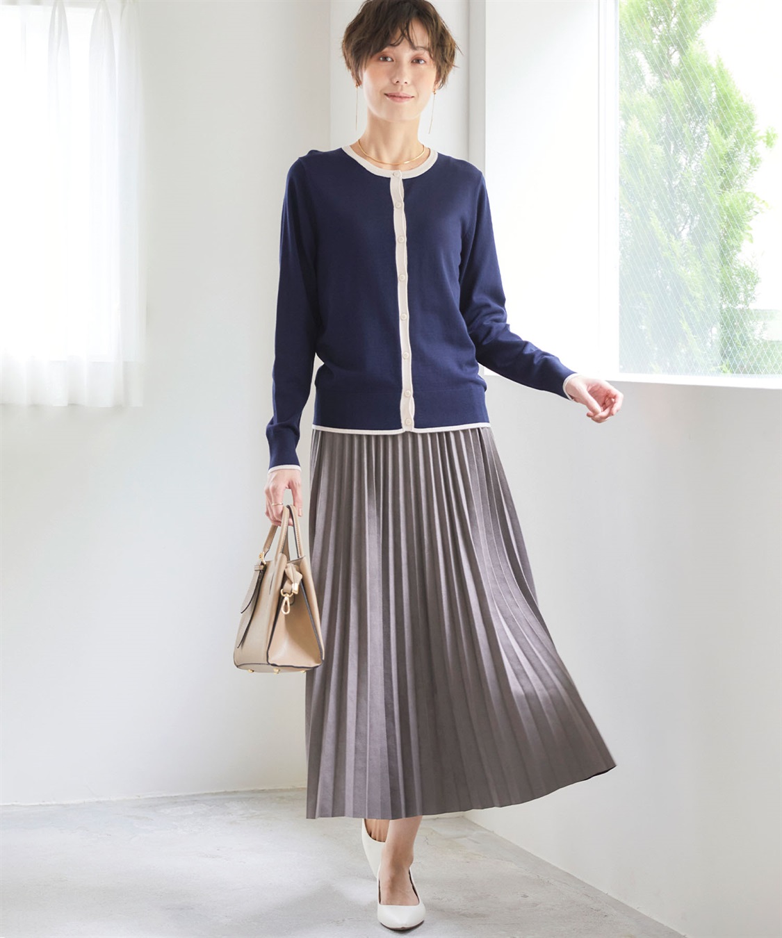 CROSS FUNCTION 【メディア掲載】おうちで洗える　バイカラークルーネックカーディガン【CF/クロスファンクション】_sub_17