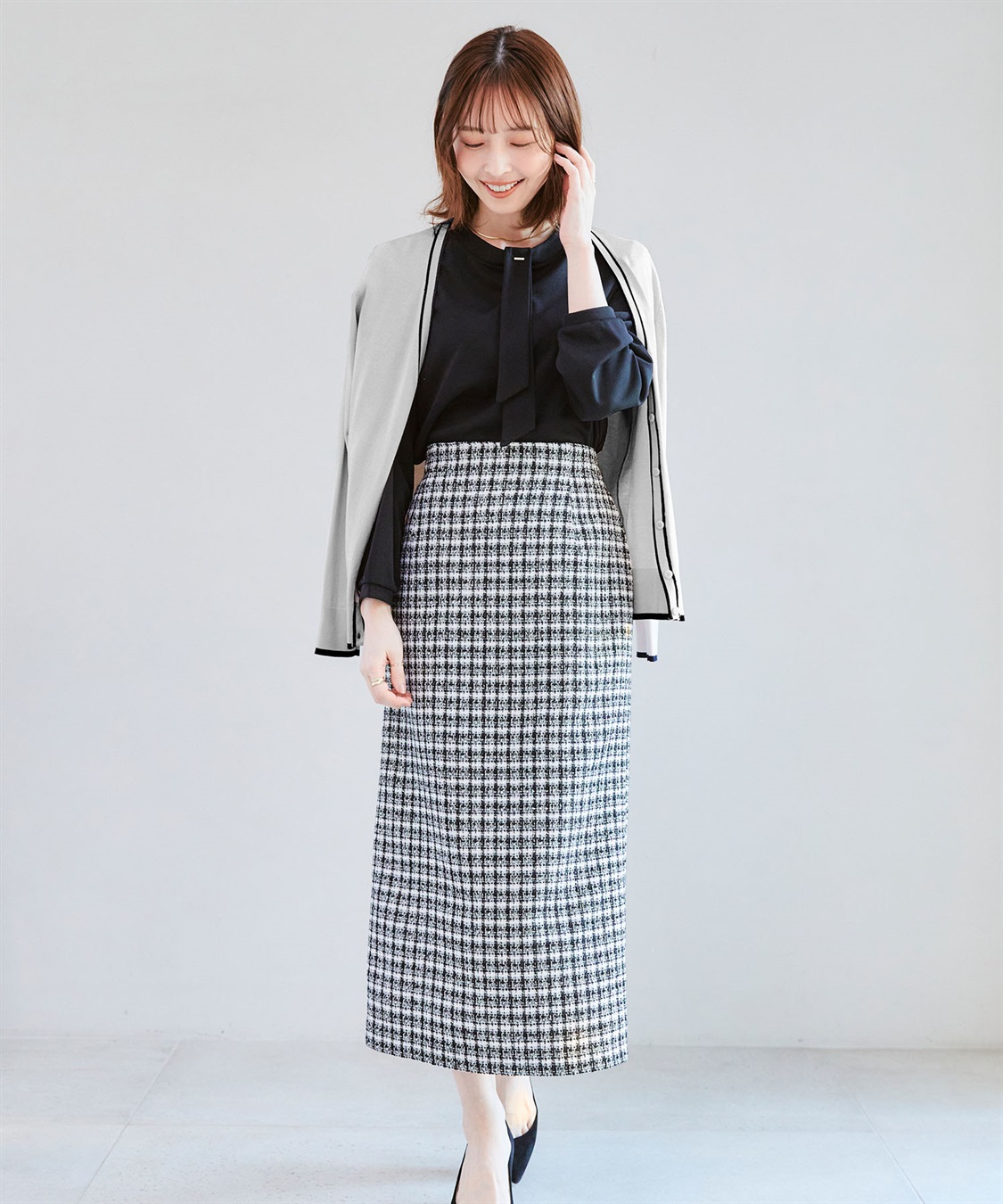 CROSS FUNCTION 《UVカット》おうちで洗える　バイカラーVネックカーディガン【CF/クロスファンクション】_sub_5