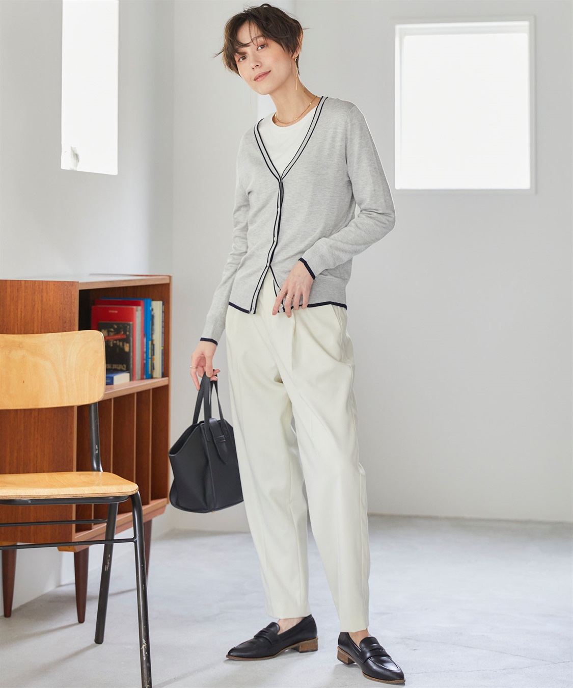 CROSS FUNCTION 《UVカット》おうちで洗える　バイカラーVネックカーディガン【CF/クロスファンクション】_sub_12