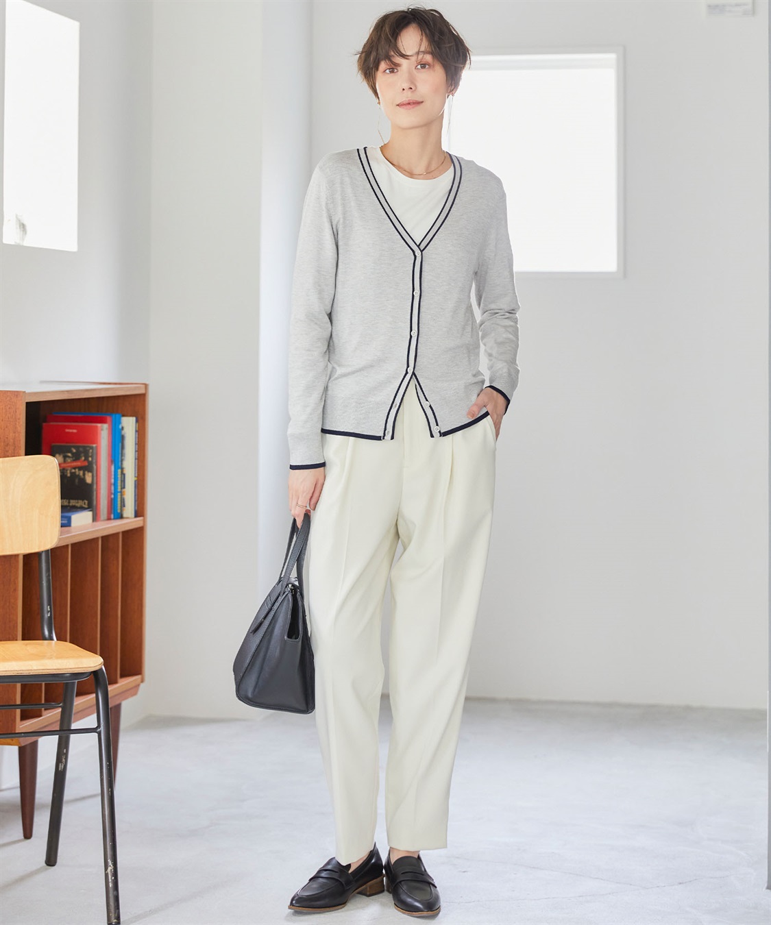 CROSS FUNCTION 《UVカット》おうちで洗える　バイカラーVネックカーディガン【CF/クロスファンクション】_sub_13